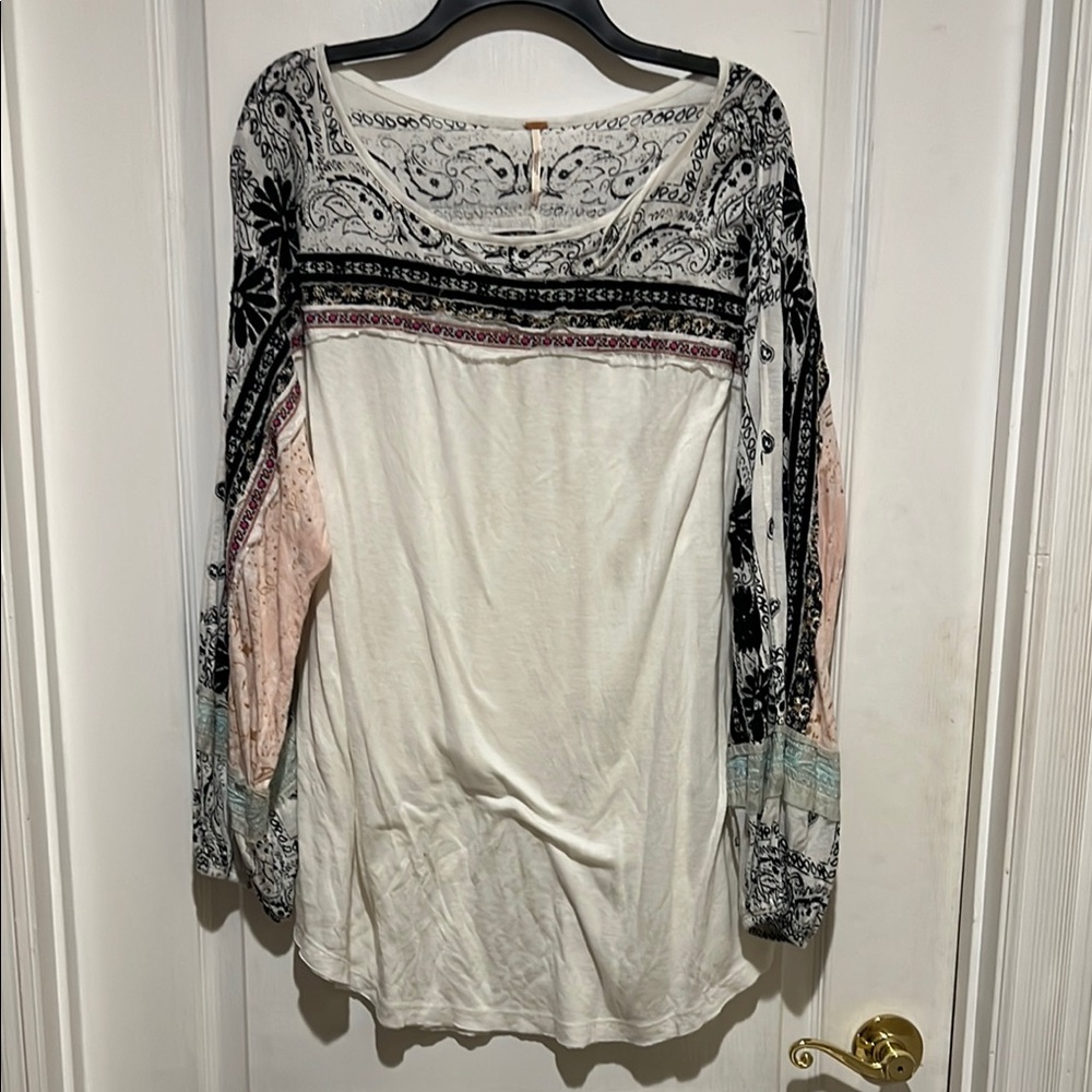 Free People Multicolor Bohemian Long Sleeve Top